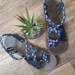 BLUE,PURPLE AND BLACK SANDALS